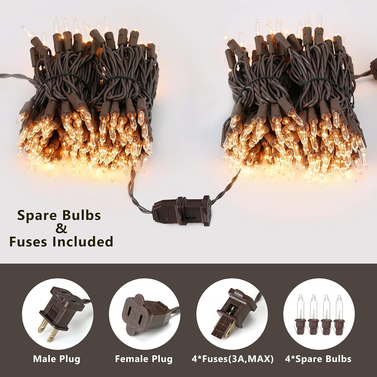 Clear Christmas Lights, 69.6Ft 300Ct Incandescent Christmas Lights, Connectable Outdoor Mini Tree Light Xmas Fairy Light