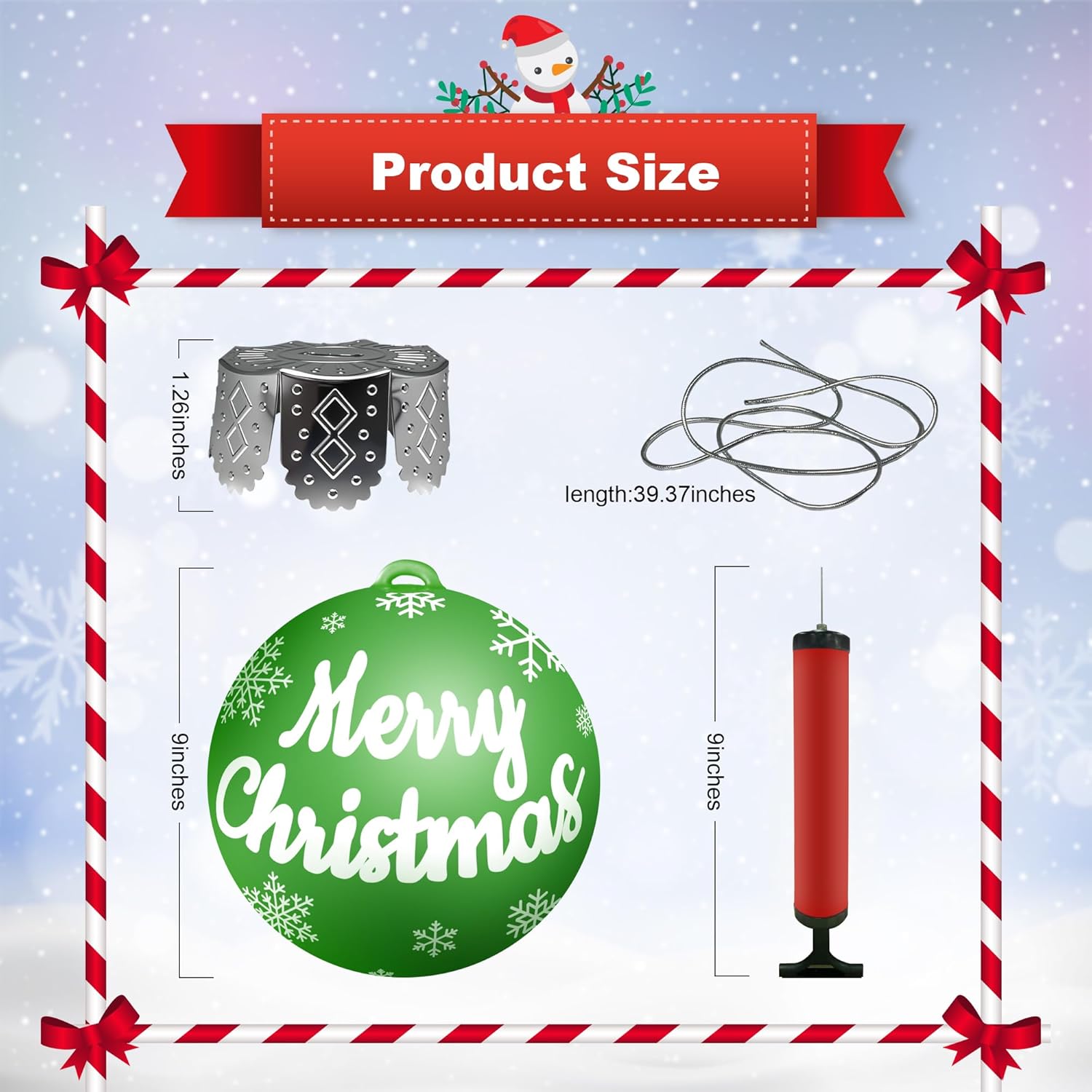 10 Pcs Multi-Pattern Giant Inflatable Christmas Orbs/Balls Decorations - Elastic Ball Safely Expands To 9 Inches, Large