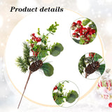 12 Pcs Artificial Christmas Picks Red Berry Pine Picks 12 Inch Berry Branches Holly Pine Flower Pick Berry Pine Cones For Christmas Crafts Winter Holiday Decoration