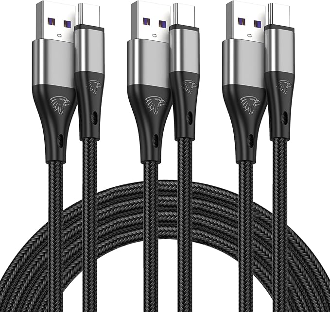 3 Pack USB A to USB C Cable 10FT 3A Fast Charging Braided Cord for Samsung Galaxy Google Pixel LG Motorola USB C Devices