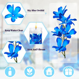24 Pieces Orchid Faux Flowers Floating Candles Centerpiece Wedding Table Centerpieces Vase Fillers Filling For Wedding Birthday Party Table Decorations (Sky Blue)
