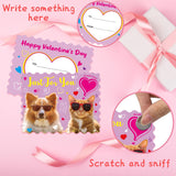 Valentines Cards Scratch Sniff Kitten Card Valentine Strawberry Scented Pet Notecard With Envelopes Stickers For Kids Boys Girls School Classroom Party Favors Exchange Supplies 28Pcs