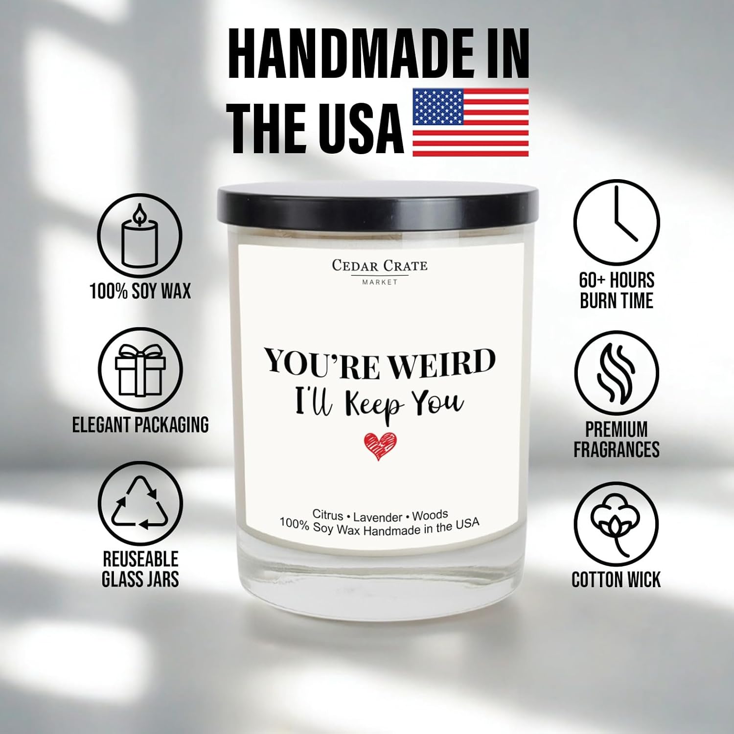 Friend Candle – Birthday Gifts For Women, Sister Birthday, Soy Wax 13.5Oz Jar, Premium Gift Box, Lavender Citrus, 60+ Hour Burn, Hand Poured Usa
