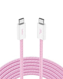 USB C to USB C Cable 9.9FT 60W Braided Fast Charging Cord for iPhone 17 Galaxy S25 Pixel 10 iPad Pro Pink