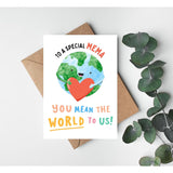 To A Special Mema You Mean The World To Us Card - Cute Happy Birthday Card For Mema - I Love You Card - Greeting Card For Mother'S Day - Birthday - Anniversary - Holiday