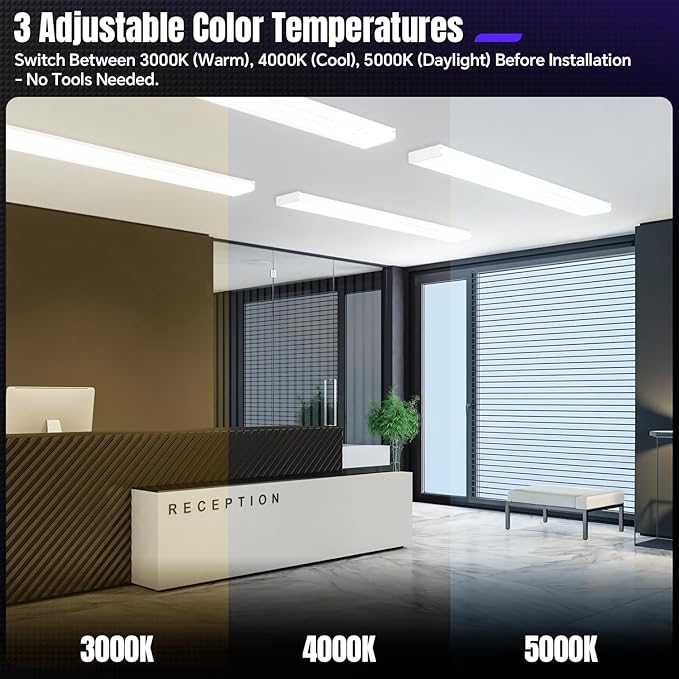 4FT LED Wraparound Light 75W 8250LM 3CCT Flush Mount Office Garage Fixture