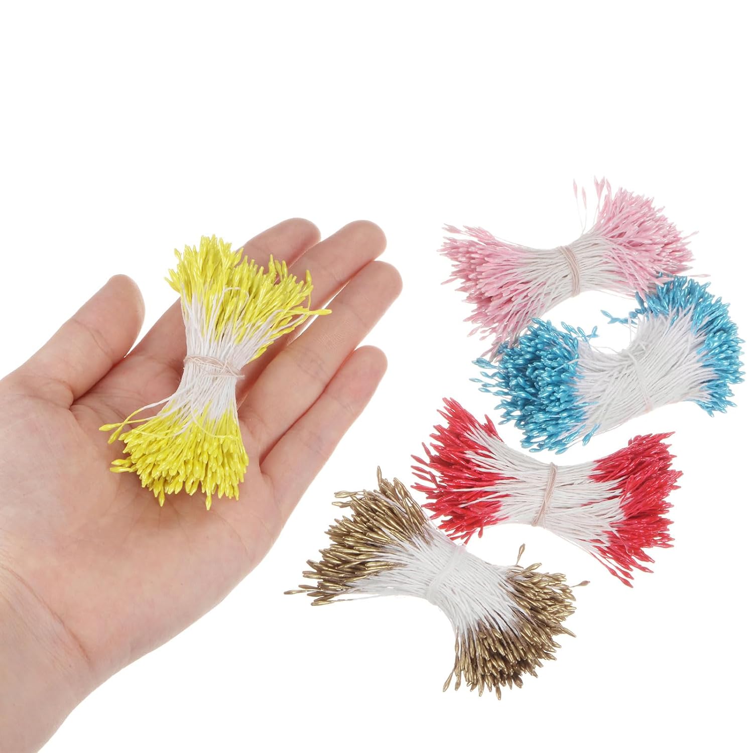 1080 Pack Double Heads Flower Stamen-1Mm Artificial Flower Stamen Pistil Matt Pearl Floral Stamen, Apply To Diy Cake Craft/Christmas Card/Wedding Home Decor(White)