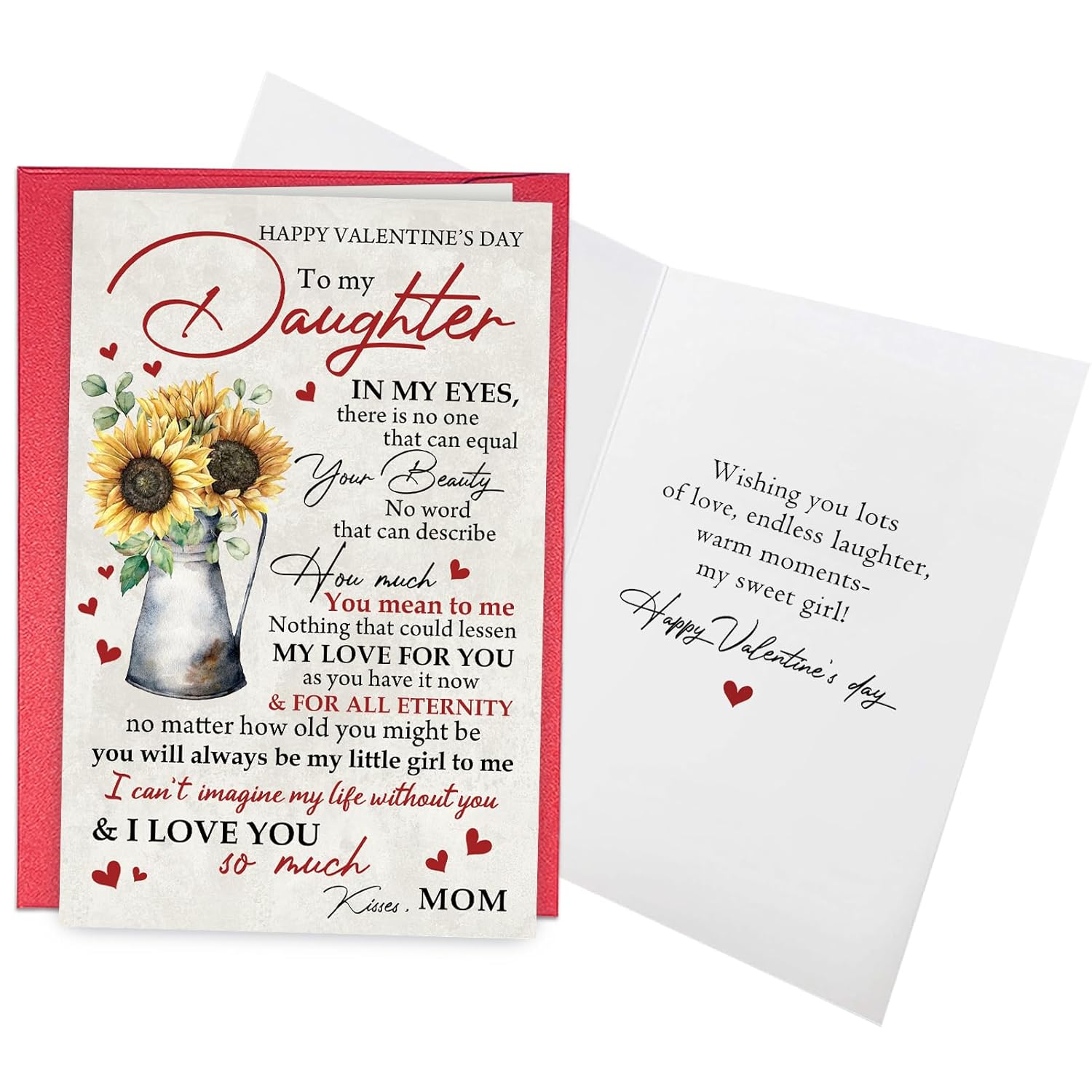 Happy Valentines Day Card For Daughter, Sweet Daughter Valentines Day Card From Mom, Funny Valentine’S Day Gifts For Her, I Love You So Much Cards