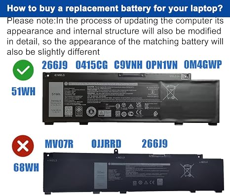 Dell 51Wh 266J9 Replacement Laptop Battery for G3 3590 G5 5500