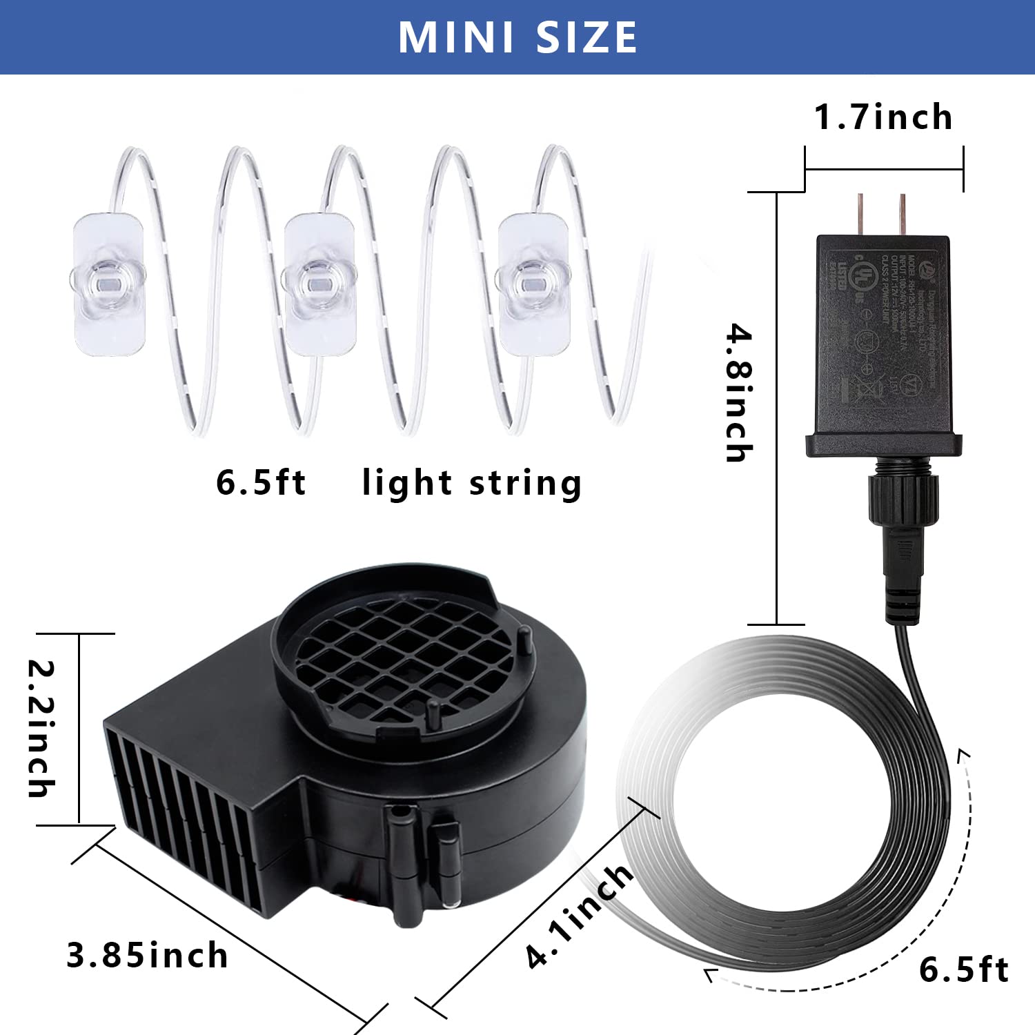 Air Blower For Inflatables 12V 0.8A Fan Blower Replacement With 3 Led Lights For Garden Yard Inflatable Decor Halloween