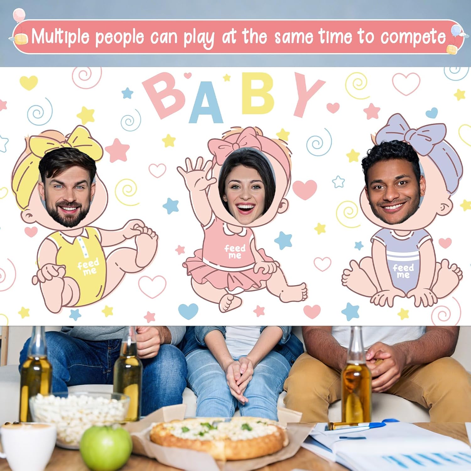 Baby Shower Games Backdrop Feed Me Baby Shower Game Party Background Who Is The Babys Daddy Games Banner Funny Bridal Party Activities Photo Booth Props For Newborn Gender Reveal Party Favor Supplies