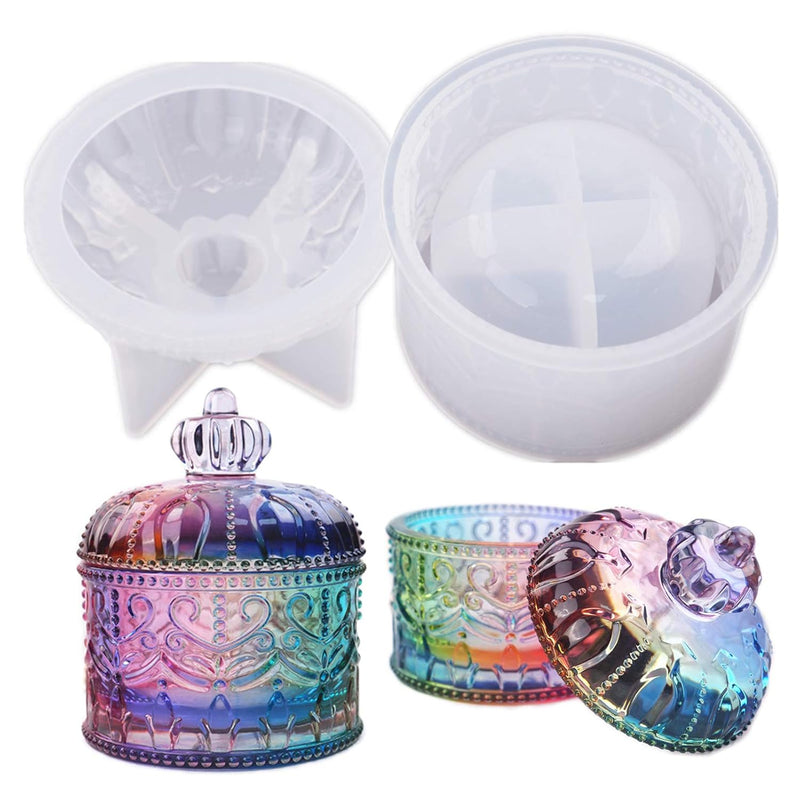 Vintage Jar Resin Mold With Lid Silicone Storage Box Mould For Epoxy C