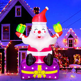 6 Ft Christmas Inflatable Outdoor Decorations - Inflatable Santa Claus With Gift Boxes - Xmas Santa Claus Blow Up Yard D