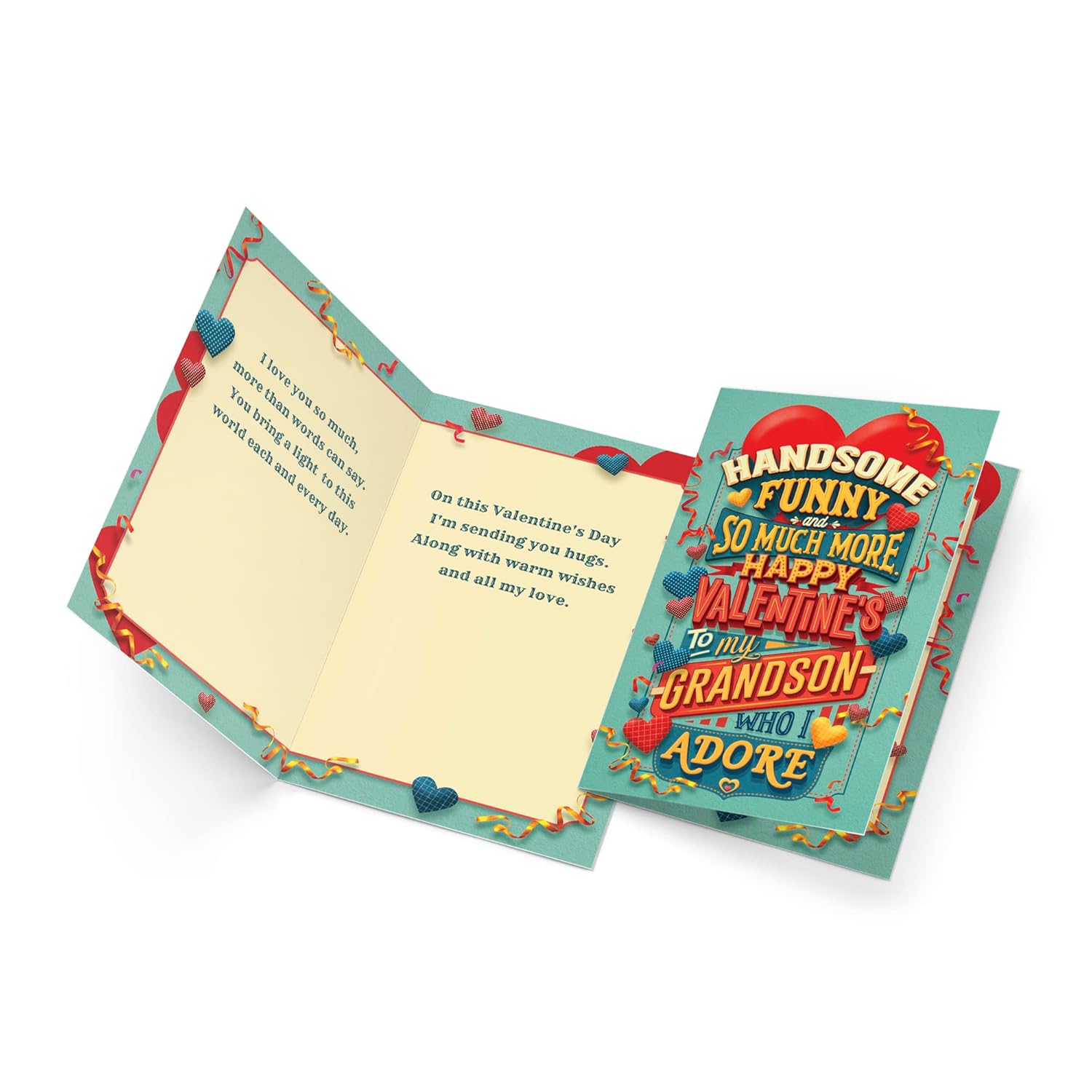 Valentine'S Day Card For Grandson, Made In America, Eco-Friendly, Thick Card Stock With Premium Envelope 5In X 7.75In, Packaged In Protective Mailer