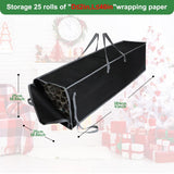 Large Wrapping Paper Storage Bag – 41" Christmas Gift Wrap Organizer With Reinforced Handles, Holds 25 Rolls – Black & Gray Two-Tone Design, Dustproof & Stain-Resistant For Wrap Paper Storage