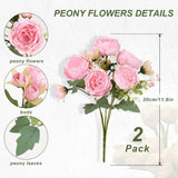 2 Packs Peonies Artificial Flowers, Light Pink Artificial Peonies, Silk Peonies Flowers Fake Peonies Artificial Flowers Peonies Bouquet For Centerpiece Table Wedding Party Home Decor