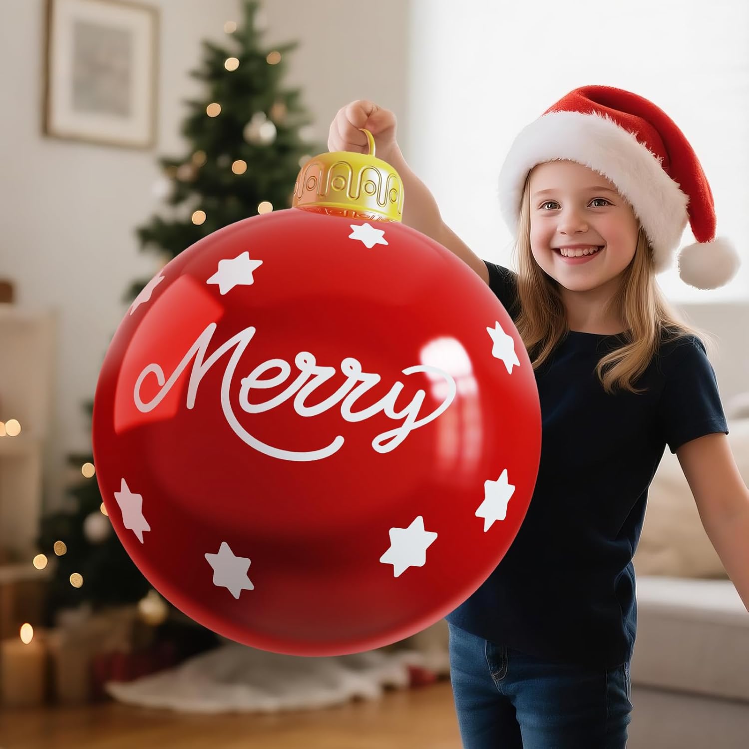 24In Christmas Inflatables Outdoor Christmas Decorations, 2 Pcs Large Christmas Ornaments Hangable Pvc Inflatable Christ