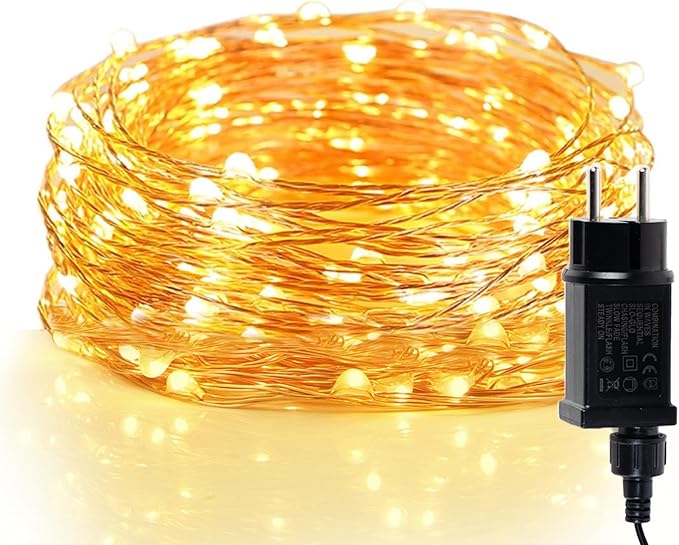 33Ft 100 LED Plug-In Waterproof Fairy String Lights 8 Modes Warm White Twinkle Lights