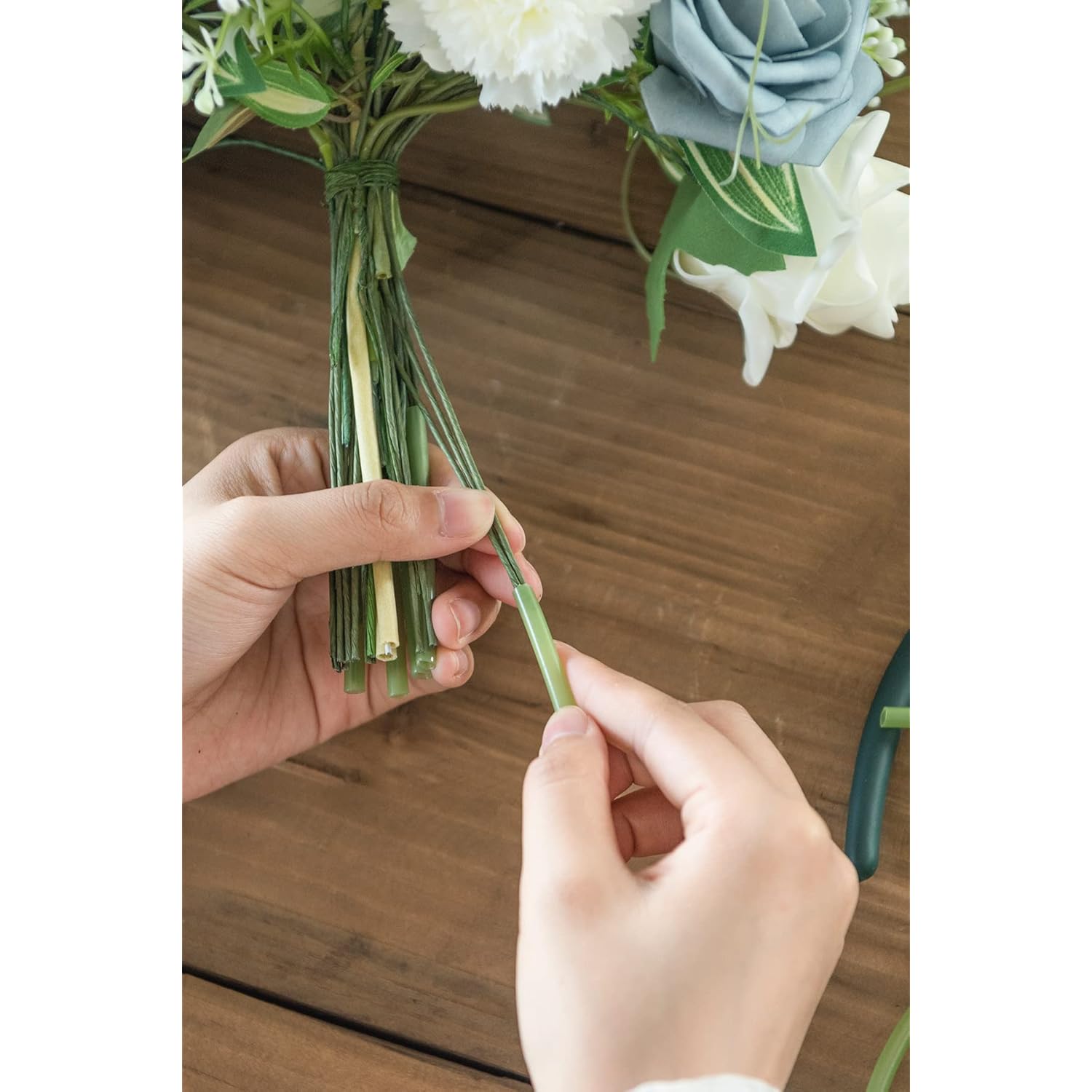 Diy Tools Set For Wedding, 3 Kinds Of Accessories Include 100Pcs Artificial Stems, 100Pcs Flower Craft Wires And 20Ft Tubing For Wedding Bridal Flower Diy And Floral Arrangement