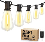 25FT Outdoor String Lights with Dimmable ST38 Edison Bulbs Waterproof Patio Lights