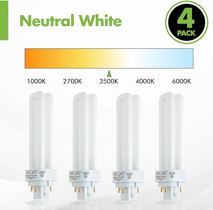 G24Q-1 CFL Light Bulbs 4 Pack 13W 3500K Soft White 4 Pin Replacement Fluorescent Lamp