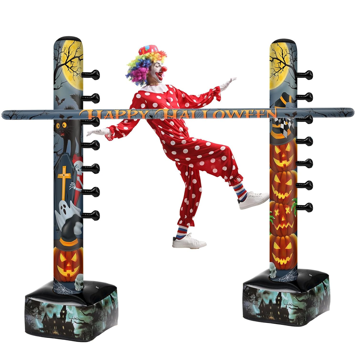 Halloween Inflatable Limbo Game For Adults 59 Inch Halloween Party Games Set Pumpkin Limbo Stick Pumpkin Inflatable Decoration For Indoor Outdoor Birthday Party Decor