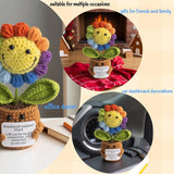 Handmade Crochet Sunflower Bouquet, Emotional Support Gift For Women, Desk & Office Decor, Artificial Sunflower For Home, Car Dashboard, Birthday, Get Well Soon