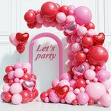 Red And Pink Valentine'S Day Balloons Arch Kit Garland, 131Pcs Pink And Red Balloons Arch Different Size For Girls Anniversary Birthday Wedding Valentines Day Decorations