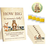 Woodland Animal Baby Shower Game Set, How Big Is Mommy Belly, 36 Cards With String, Wood Frame Stand, Mom-To-Be Badge