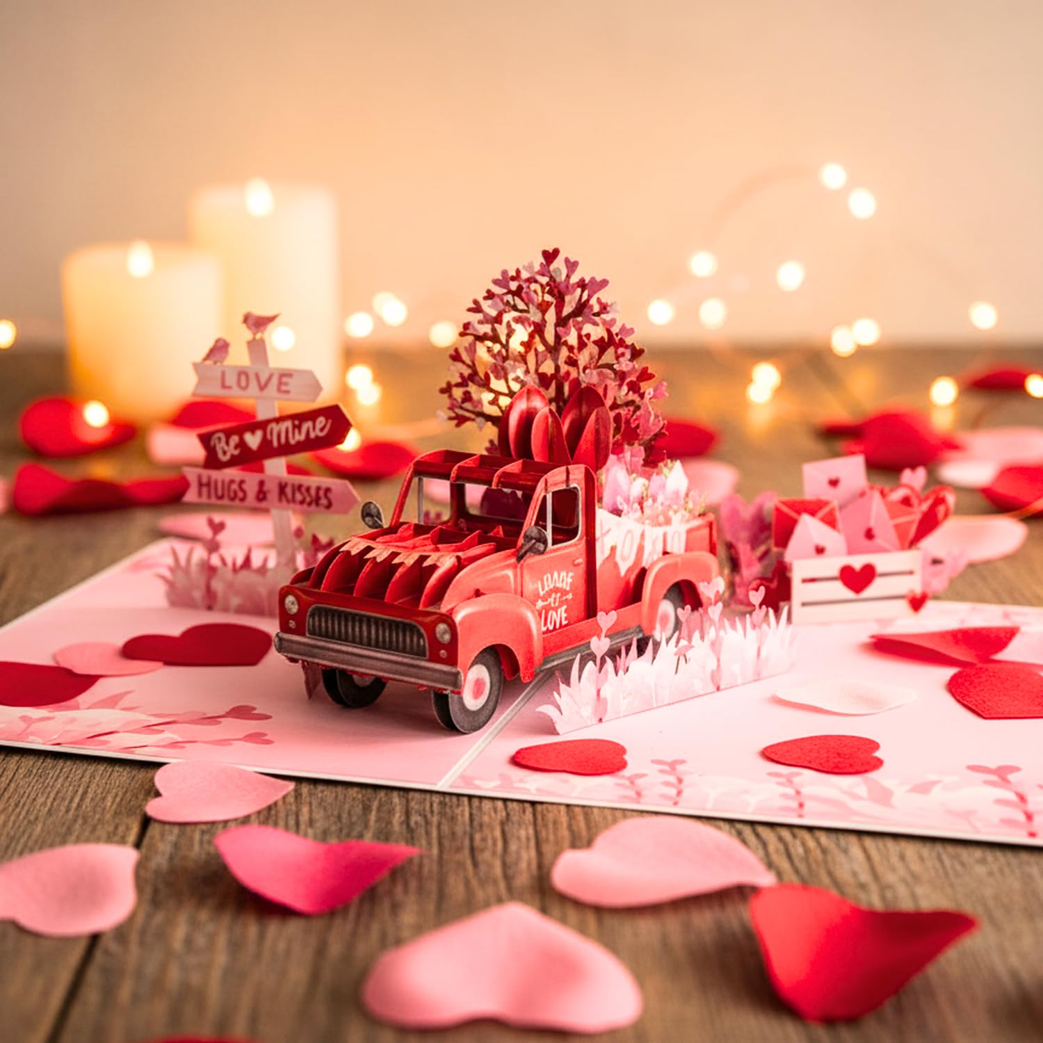 - 3D Truck Valentines Card, Pop Up Valentines Day Card For Wife, Husband, Him, Her, Girlfriend, Boyfriend, Adults | 6X8 In Romantic Valentine Pop Up Cards With Envelope