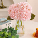 Fake Hydrangea Artificial Flowers With Vase 4Pcs Real Touch Faux Hydrangea With 3Pcs Eucalyptus Stems For Wedding Centerpiece Home Party Table Decoration?Pink?