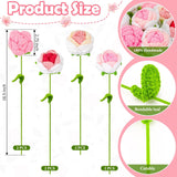 Pink Rose Crochet Flowers, 8 Pcs Fake Rose Artificial Flower Handmade Knitted Rose Bouquet With 9 Pcs Bouquet Sleeves And A Rose Greeting Card For Mothers Day/Birthday/Anniversary Home Decor