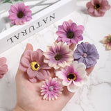 90 Pcs Mini Artificial Silk Flower Heads - Purple Peony, Daisy, Rose Floral Appliques For Spring Summer Crafts | Diy Wreath Accessories For Wedding/Home Decor/Party/Graduation Cap