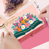 Mothers Day Card For Grandma With Envelope - Bright & Colorful Floral Design With Gold Foil Lettering - 4 X 6 Inches