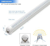 10 Pack 8FT LED Shop Light Fixtures 90W 12000LM 6500K V Shape Linkable Garage Lights