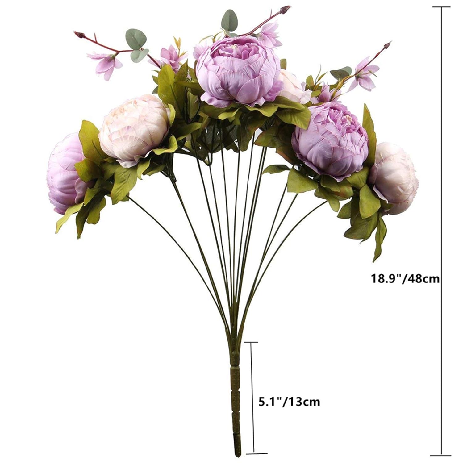 2 Pack Large Artificial Peony Silk Flower Bouquets Arrangement Wedding Centerpieces (New Purple)