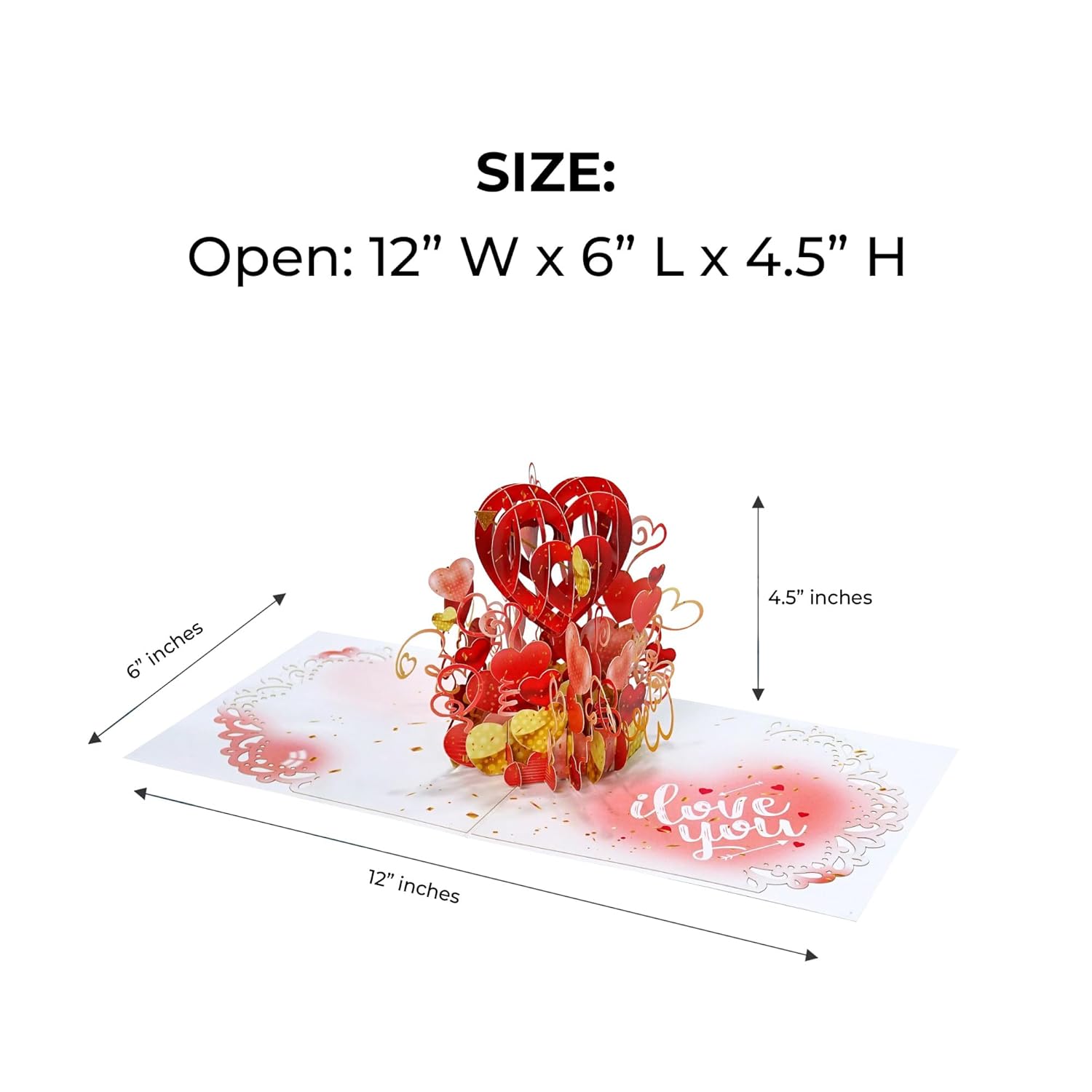 3D Heart Balloon Pop Up Card With Notecard – Romantic I Love You Valentine Anniversary Greeting – Thinking Of You Keepsake For Wife Girlfriend Women – 6 X 6 Inch