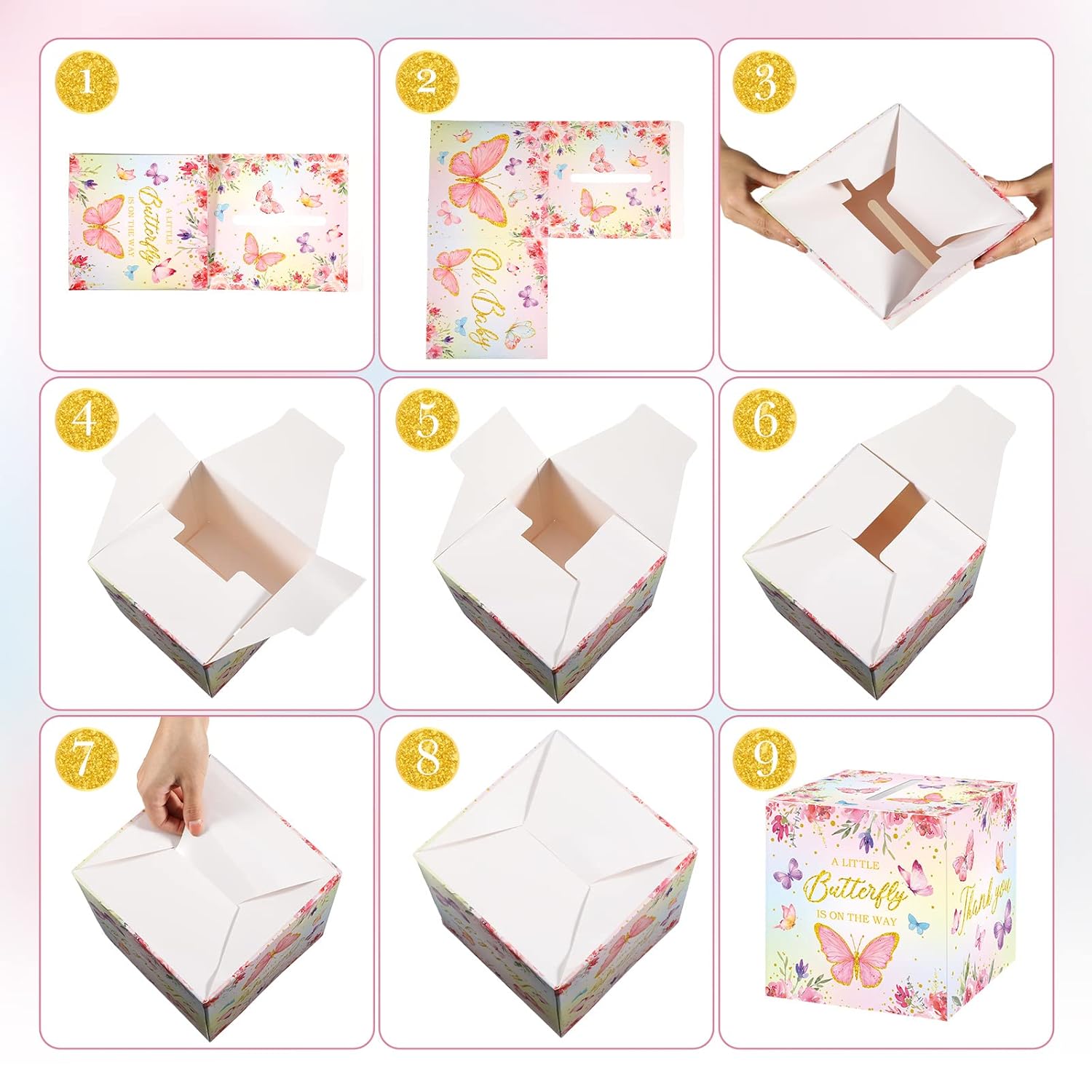 51 Pieces Butterfly Diaper Raffle Tickets With Diaper Baby Shower Raffle Card Box For Baby Shower Decor Gender Reveal Table Centerpiece Game Activity A Little Butterfly Is On The Way