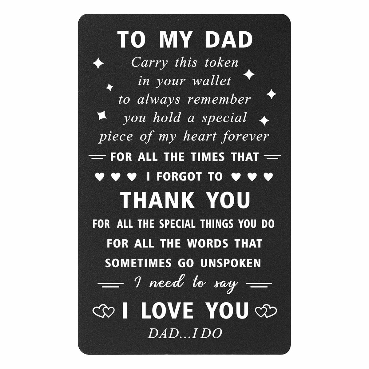 Dad Christmas Card From Daughter, Thank You I Love You Daddy Birthday Cards, Dad Fathers Day Gift Ideas, Metal Engraved Wallet Card