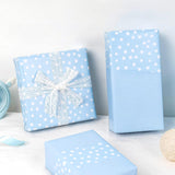 Reversible Wrapping Paper - Mini Roll - 17 Inch X 33 Feet - Light Blue And Delicate Polka Dots Design For Birthday, Holiday, Wedding, Baby Shower
