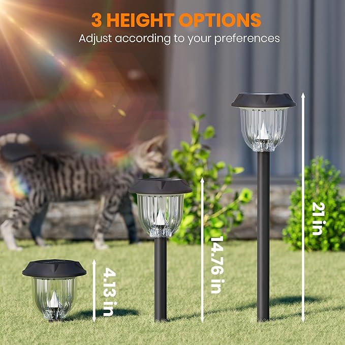 10 Pack Solar Pathway Lights IP65 Waterproof Warm White Auto On Off Garden Landscape Lights