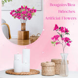 24 Pack Silk Bougainvillea Artificial Bougainvillea Floral With 6 Heads 30 Inch Long Plants Hanging Flowers For Home Wedding Indoor Outdoor Decorations Centerpieces(Rose Red)
