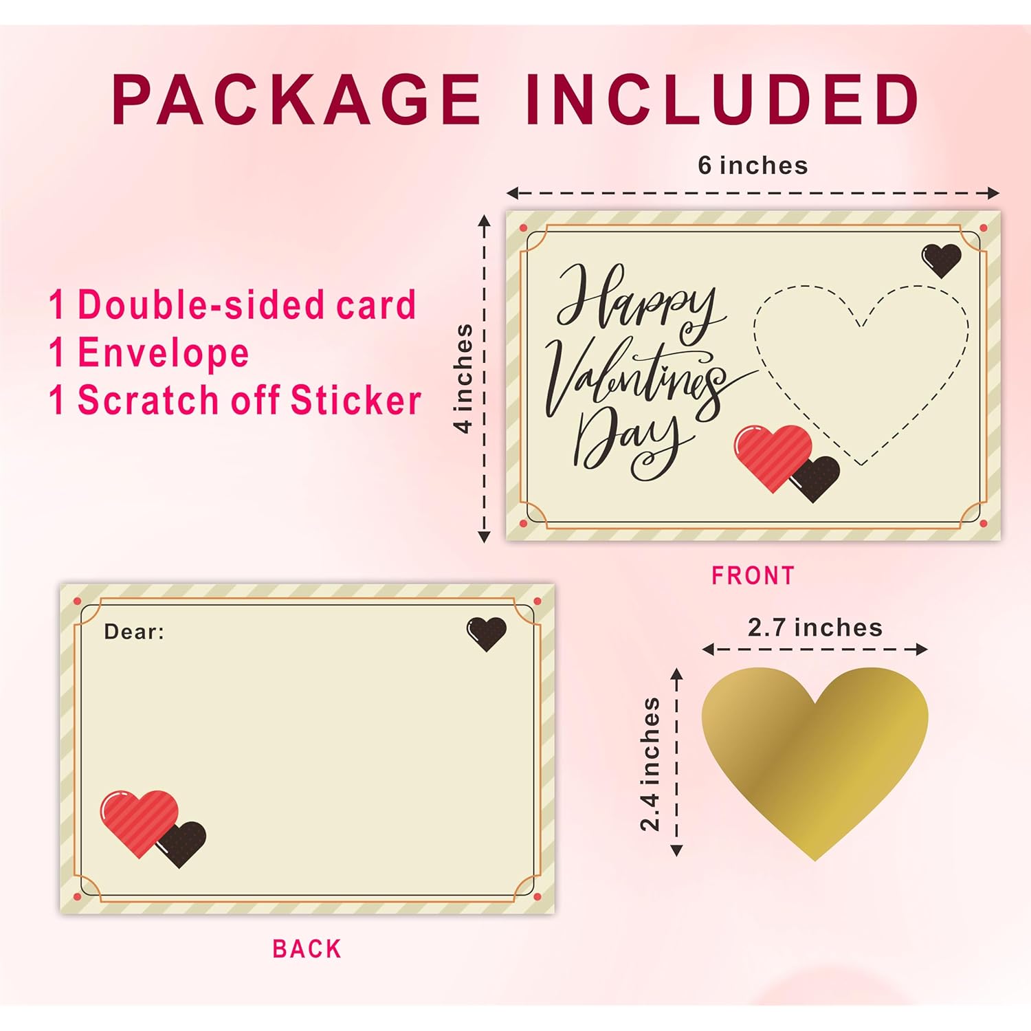 Valentine‘S Day Surprise Reveal Cards - Retro Theme - 1 Scratch Off Greeting Cards With Envelopes - Double-Sided Fill In Diy Greeting Cards For Valentine'S Day, Party Favor & Supplies - A13