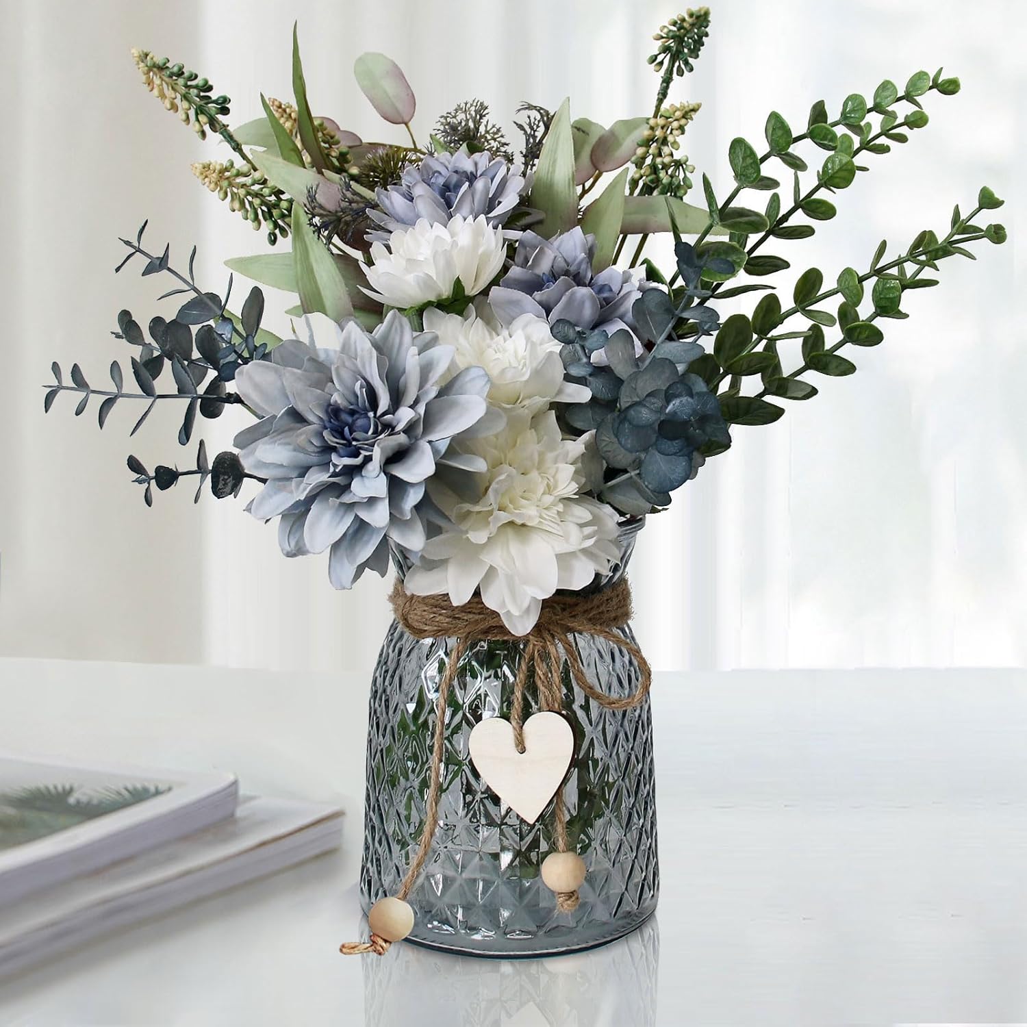 Fake Flowers In Vase,Faux Flowers In Vase,Table Centerpieces For Dining Room,Flower Centerpieces For Tables,Artificial Flowers,Kitchen Decor,Coffee Table Decor