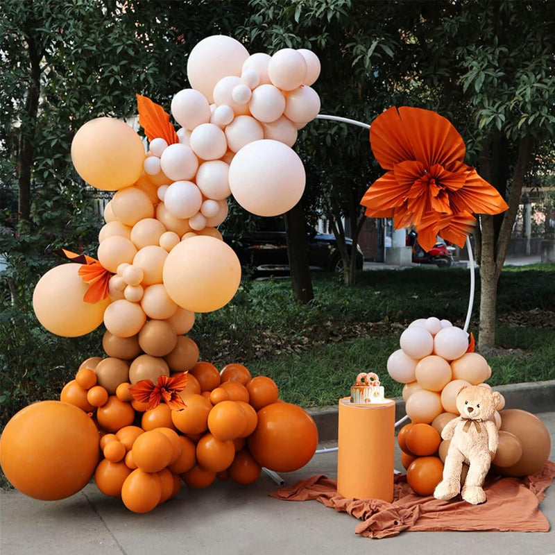 Burnt Orange Balloon Garland Arch Kit 120Pcs Double Stuffed Pumpkin Or