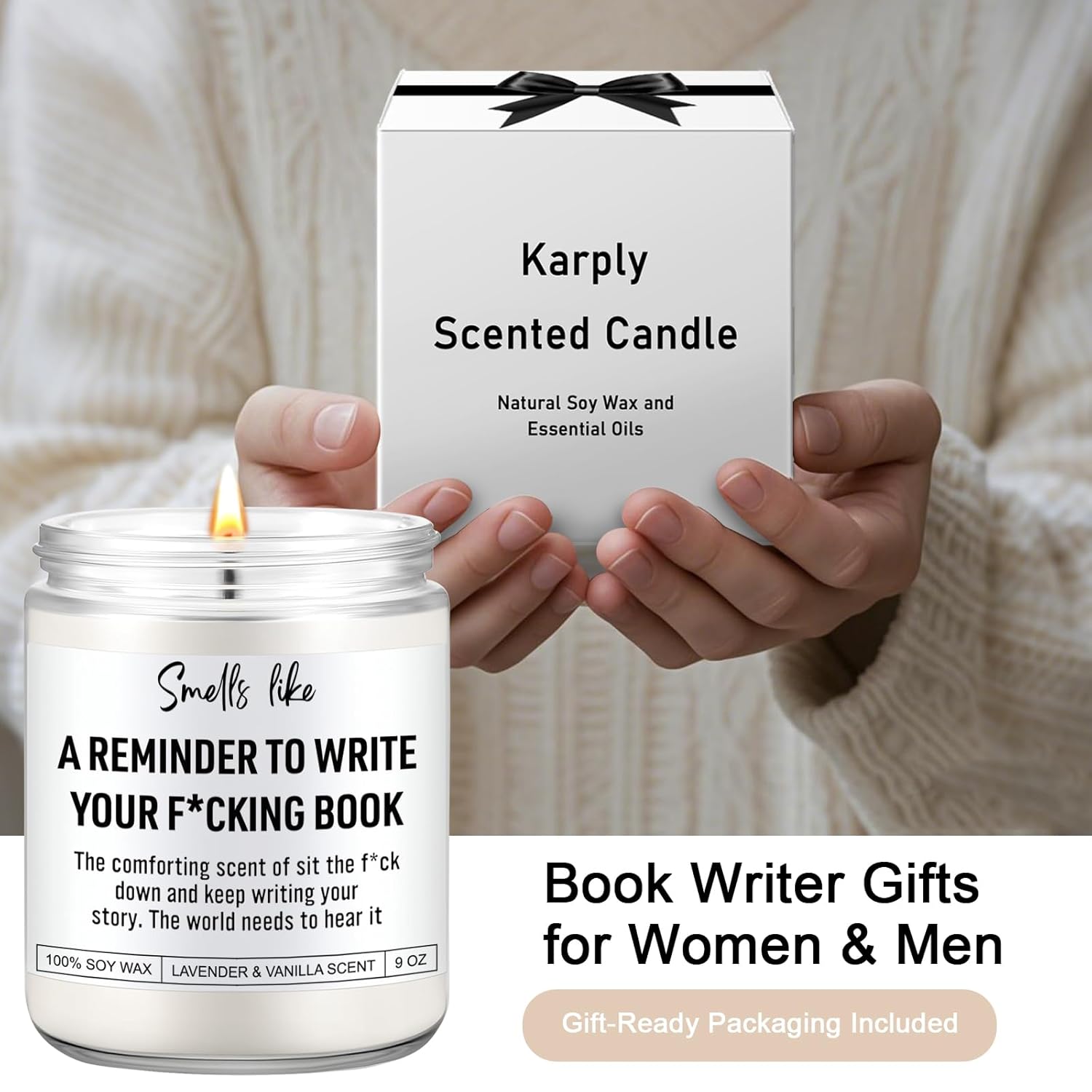 Book Candle, Creative, Cool Gifts For Writers, Authors, Author, Writer Gifts For Women, Men, Writing, Literary Presents For Aspiring Writers, Literature Lovers, Novelists, Journalists, Poets