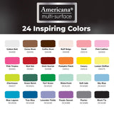 DecoArt Americana Multi-Surface Satin Acrylic Paint Set – 24 Popular Colors (2 fl oz) – Multi Surface Acrylic Paints for Wood, Glass, Metal, and more
