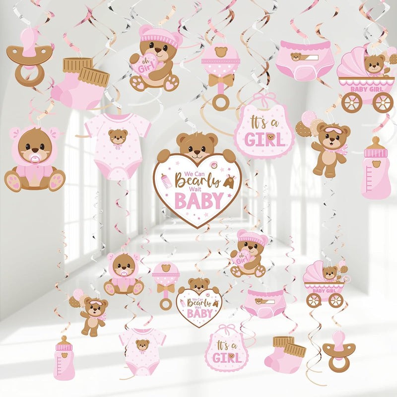 53 Pcs Bear Baby Shower Hanging Decorations We Can Bearly Wait Ceiling