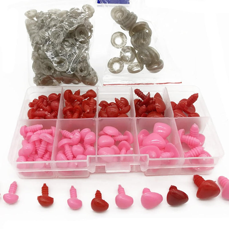 130Pcs D-Shape 5 Sizes 8-16Mm Plastic Safety Noses Eyes With Washers For Bear