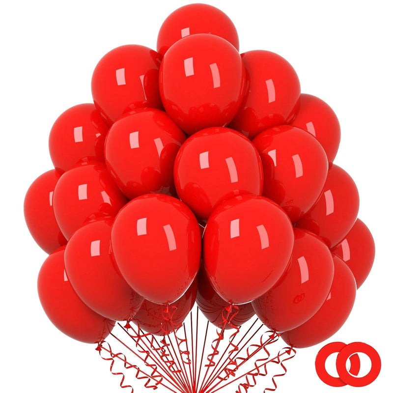 100Pcs Red Balloons, 12 Inch Red Party Latex Balloons For Birthday Wed